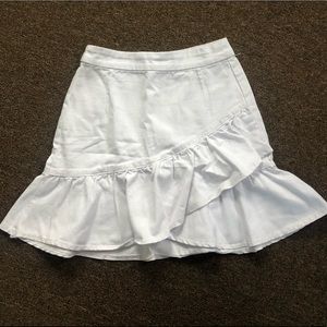 White Ruffle Denim Skirt